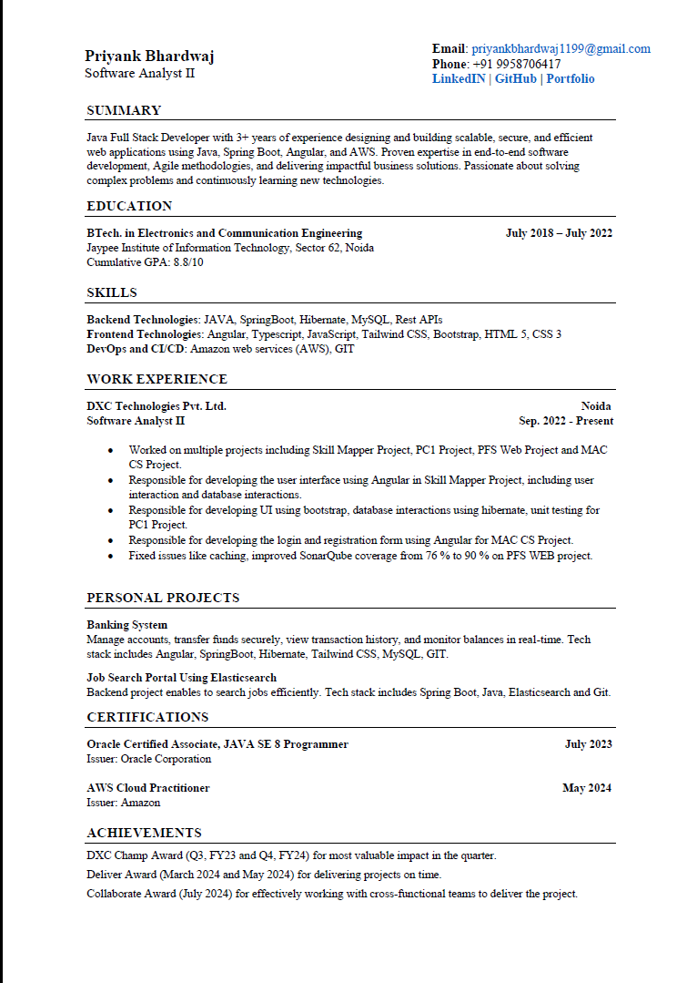 Resume Preview
